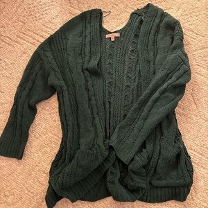 Love Tree Dark Green Open Front Chenille Cardigan